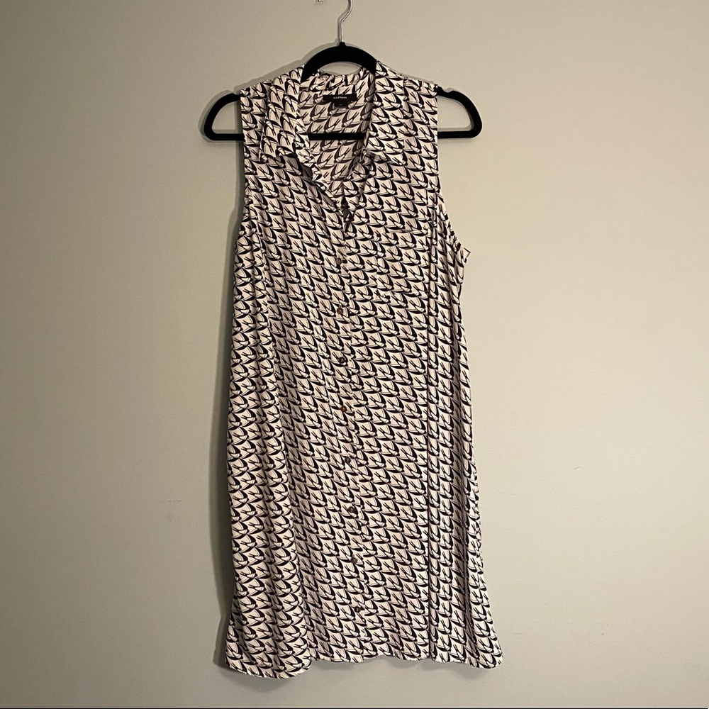 Alfani button-up dress, blue and white print